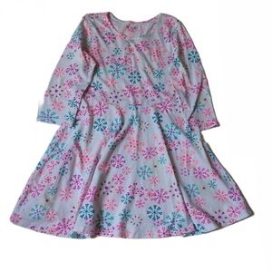 White Dress with Pink, Purple, and Blue Snowflakes